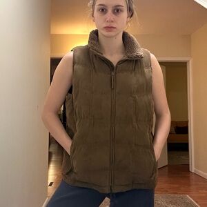 Women's Brown suede Quilted Vest